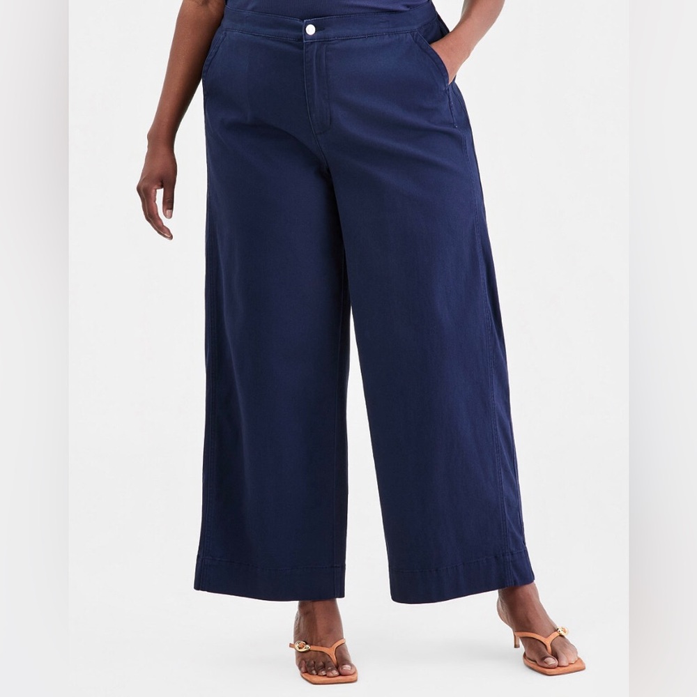 Women's Wide-Leg Navy Pull-On Pants
